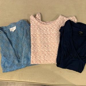 3 tops: 2 Loft and 1 Ann Taylor